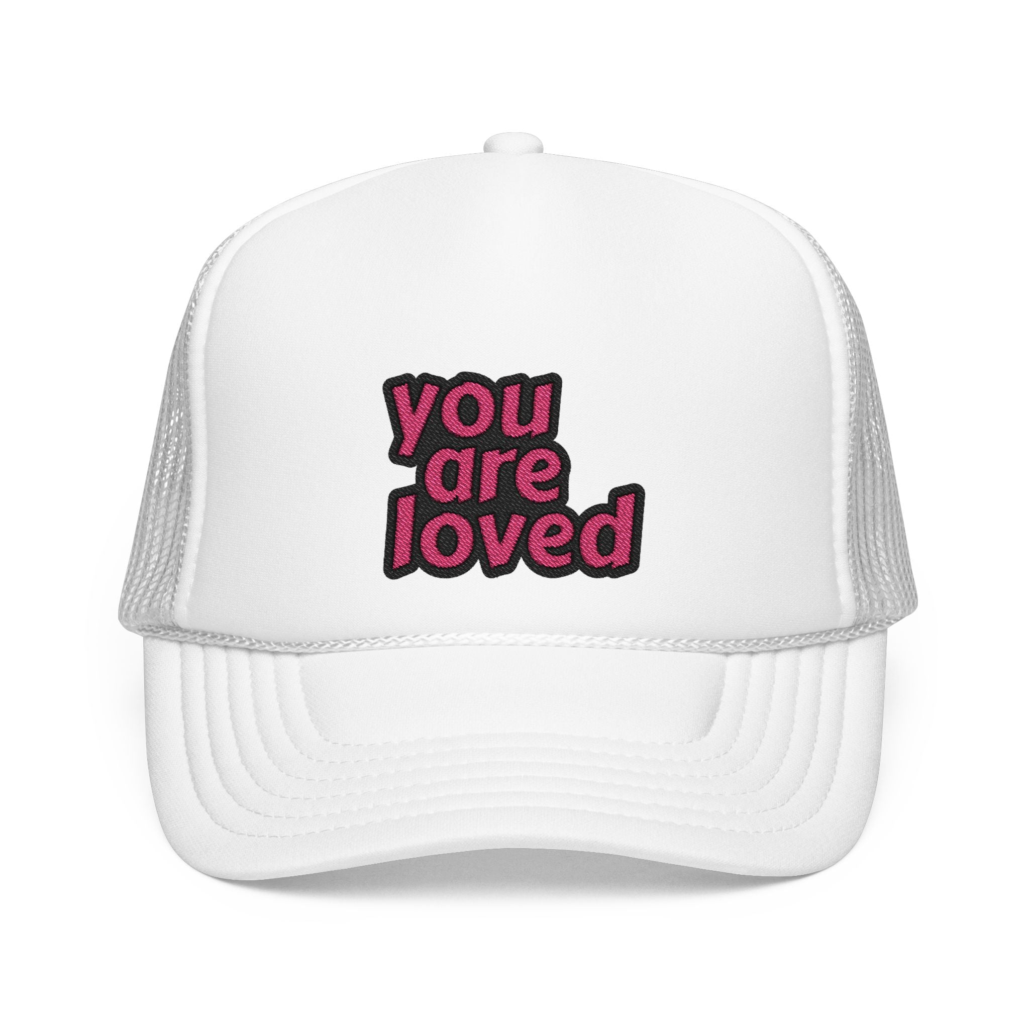You Are Loved - White/White Embroidered Foam Trucker Hat